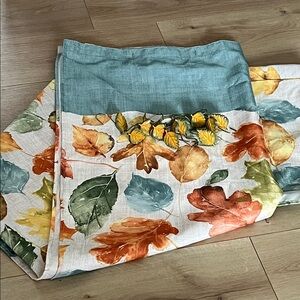 Autumn falling leaves full size shower curtain and leaf hooks